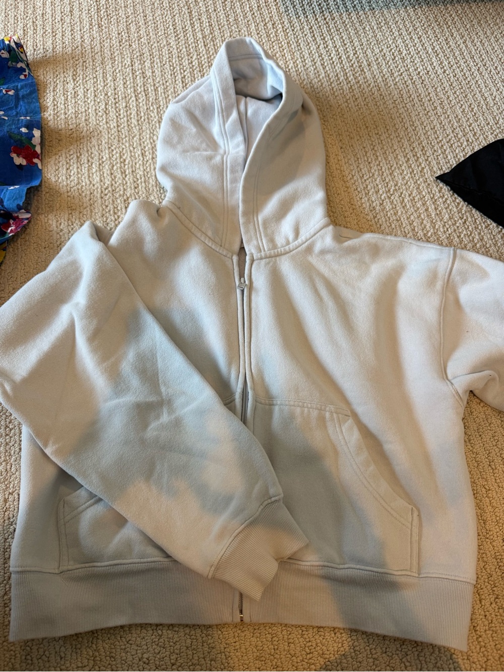TNA Cozy Fleece Boyfriend Hoodie in Light Blue/Gray
